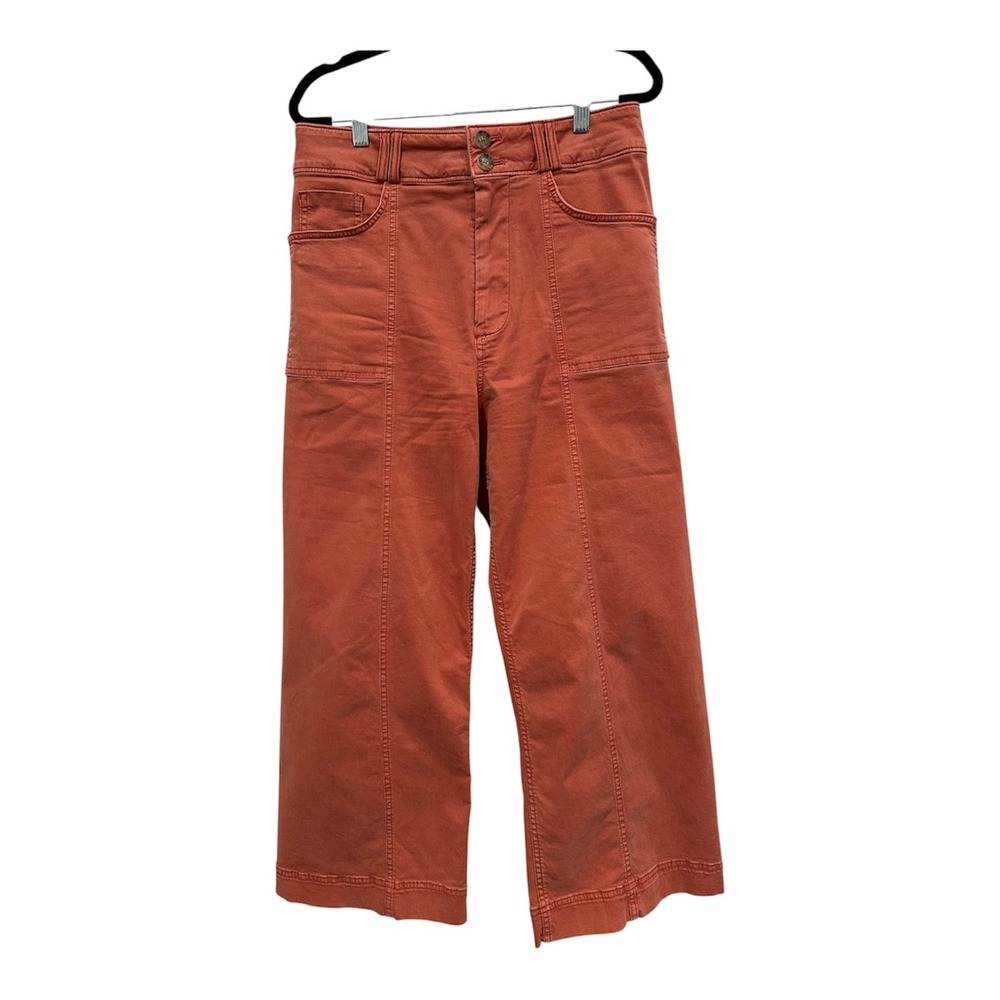 Pilcro Anthropologie Womens 30 Burnt Orange High Rise Wide Leg Cropped Pants